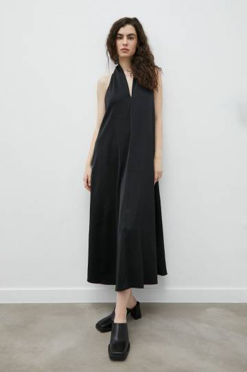 Платье Samsoe Samsoe цвет синий maxi расклешённое Платье Samsoe Samsoe цвет синий maxi расклешённое