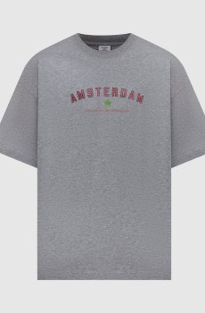 Серая меланжевая футболка в принт