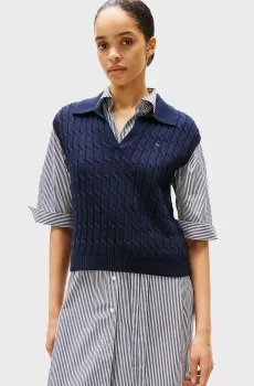 Женский темно-синий жилет CO CABLE MID GG OPEN POLO VEST Синий XS Tommy Hilfiger WW0WW45655