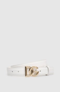 Белый кожаный ремень с логотипом