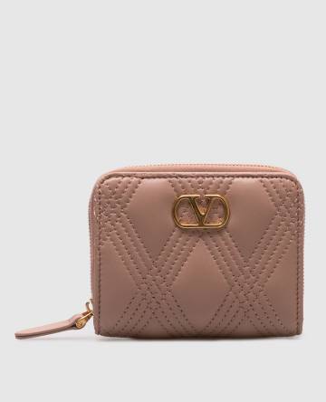 Розовый кожаный портмоне QUILTIE