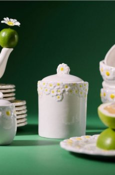 Контейнер для їжі з ромашковим мотивом - білий