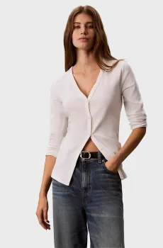 Женский белый кардиган BABY RIB BUTTON Белый M Calvin Klein LV047G207G