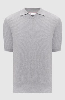 Серое поло в рубчик
