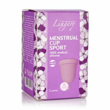 Менструальная чаша Lingery Sport из медицинского силикона, розовая, размер L, 1 шт Менструальная чаша Lingery Sport из медицинского силикона, розовая, размер L, 1 шт
