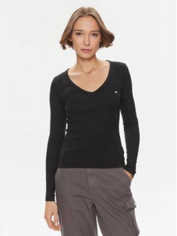 Tommy Jeans Блузка Essential DW0DW17990 Чорний Slim Fit Tommy Jeans Блузка Essential DW0DW17990 Чорний Slim Fit