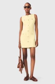 Женское желтое твидовое платье Желтый 34 MAJE MFPRO04713_Pale Yellow