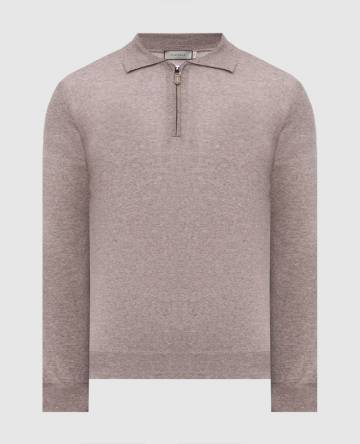 Бежевое меланжевое поло из шерсти