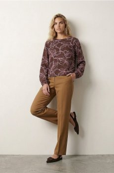 Елегантні штани straight leg з домішкою віскози - бурштиновий