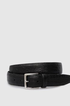 Черный ремень из кожи крокодила