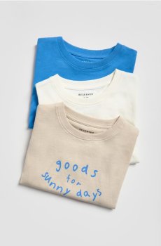 Reserved - Бавовняна футболка, набір з 3 - кремовий - 004IT-01X