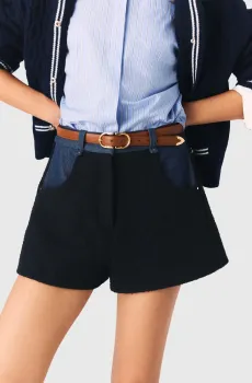 Женские темно-синие твидовые шорты Синий 40 MAJE MFPSH00710_Navy