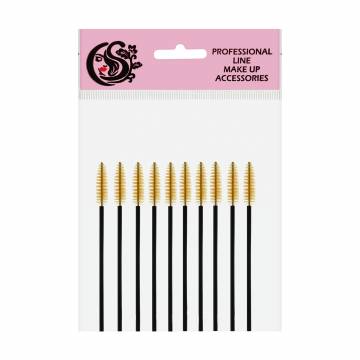 Набор щеточек для бровей и ресниц Cosmo Shop черная ручка, желтый, 10 шт (CS25Y)