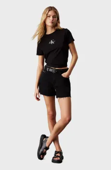 Женские черные джинсовые шорты MOM SHORT Черный 27 Calvin Klein Jeans J20J225154