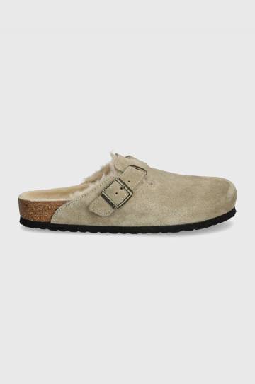 Шлепанцы Birkenstock Boston Shearling мужские цвет бежевый 1028289 Шлепанцы Birkenstock Boston Shearling мужские цвет бежевый 1028289