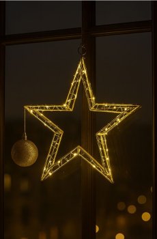 Різдвяна декорація у формі зірки з LED підсвічуванням - золотий