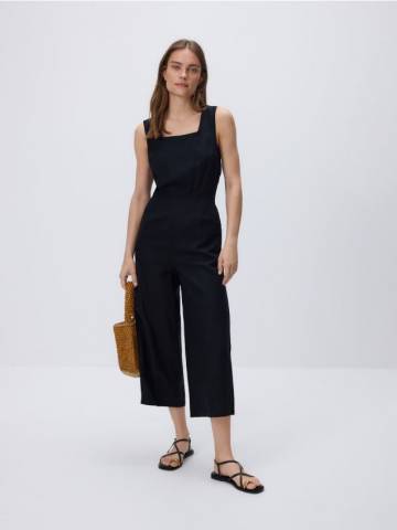 Reserved - Комбінезон з віскози та льону - чорний - 1030P-99X