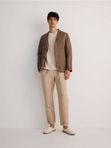 Reserved - Лляні штани чінос - бежевий - 4863C-80X