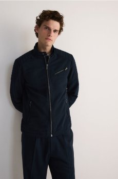 Reserved - Байкерська куртка з коміром-стійкою - темно-синій - 9070Z-59X