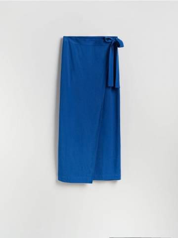 Reserved - Максі-спідниця з домішкою льону - індиго - 118GL-57X