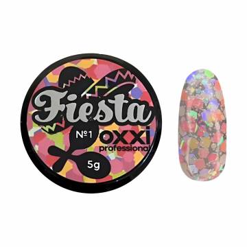 Глиттерный гель для маникюра Oxxi Professional Fiesta Glitter Gel 01, 5 г