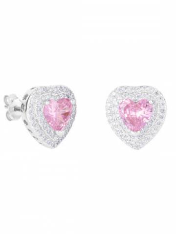 ICED STUFF Сережки Love Heart Pink Біле золото ICED STUFF Сережки Love Heart Pink Біле золото