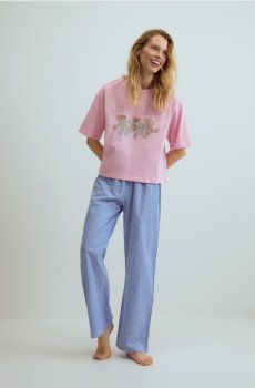Reserved - Піжамний комплект із двох предметів із принтом - синій - 186HQ-55X
