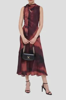 Женское бордовое платье с узором Бордовый XS DKNY P3GBNU84