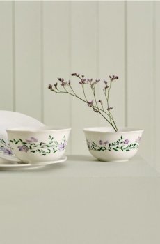Керамічні миски з квітковим мотивом 2 шт. - різнобарвний