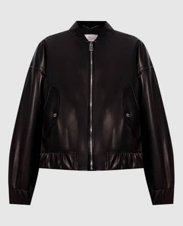 Черный кожаный бомбер