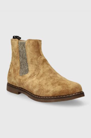 Детские кожаные ботинки Pom Dapi цвет бежевый