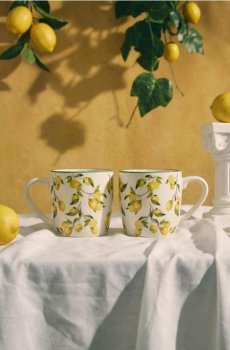 Kruuside komplekt sidrunimotiiviga 2 pack - жовтий