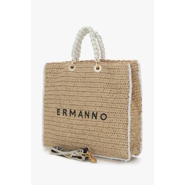Сумка шопер бежево-біла Ermanno Firenze ER00115379 Сумка шопер бежево-біла Ermanno Firenze ER00115379