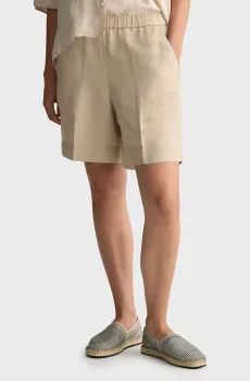 Женские бежевые льняные шорты REL LINEN BLEND PULL ON Бежевый 34 Gant 4020096