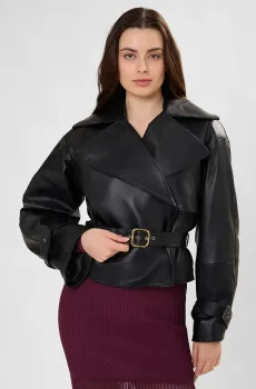 Женская черная кожаная косуха Черный S HUGO 50560068;001