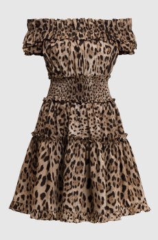 Коричневое платье в анималистичный принт