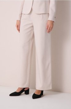 Штани wide leg з поясом - кремовий