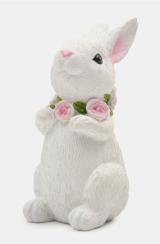Великодня фігурка зайця з намистом із троянд - кремовий