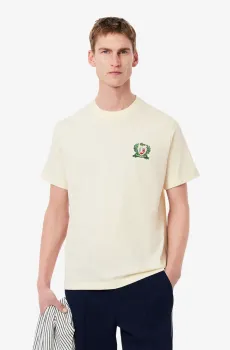 Мужская бежевая футболка Бежевый S Lacoste TH0027XFJ