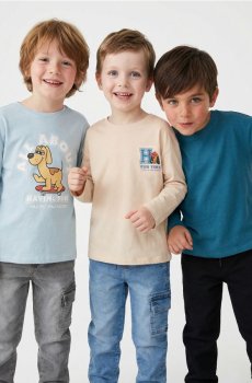 Бавовняні футболки з принтом 3 pack - блакитний