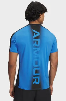 Мужская голубая футболка UA HG Wordmark SS Голубой M Under Armour 6007758-402