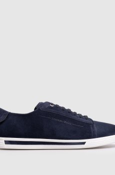 Синие замшевые кроссовки с монограммой логотипа