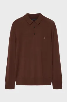 Мужское коричневое шерстяное поло MODE MERINO Коричневый XL AllSaints M085KB