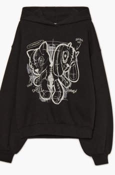 Cropp - Чорне худі з принтом - чорний