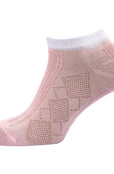 Носки женские Siela RT1112-089 короткие, ажурные, розовые с белым, размер 39-42