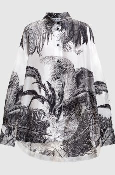 Белая блуза из шелка в принт
