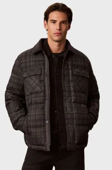Мужская темно-серая куртка в клетку PRINTED Серый L Calvin Klein Jeans LV04RH554G