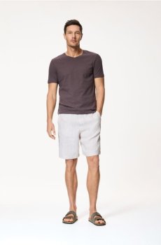 Reserved - Футболка regular fit з льоном - коричневий - 066IS-88X