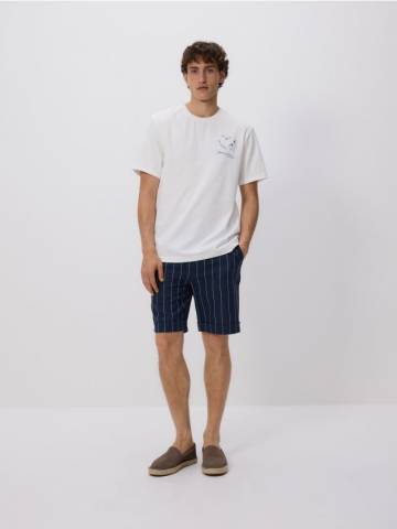 Reserved - Шорти regular з додаванням льону - темно-синій - 747FW-59P