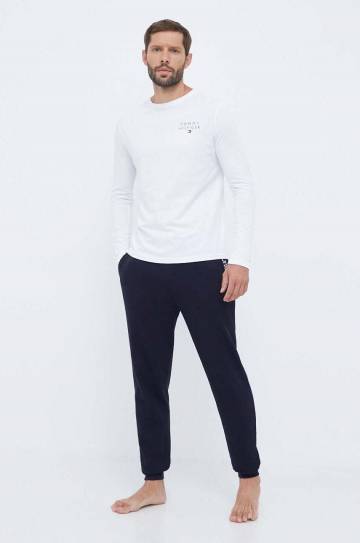Хлопковый лонгслив лаунж Tommy Hilfiger цвет белый однотонный Хлопковый лонгслив лаунж Tommy Hilfiger цвет белый однотонный